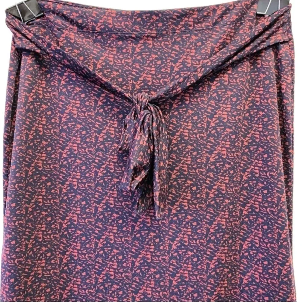 Halogen Abstract Print Tie Front Pencil Skirt In Multi Brown/Black, Size 3X